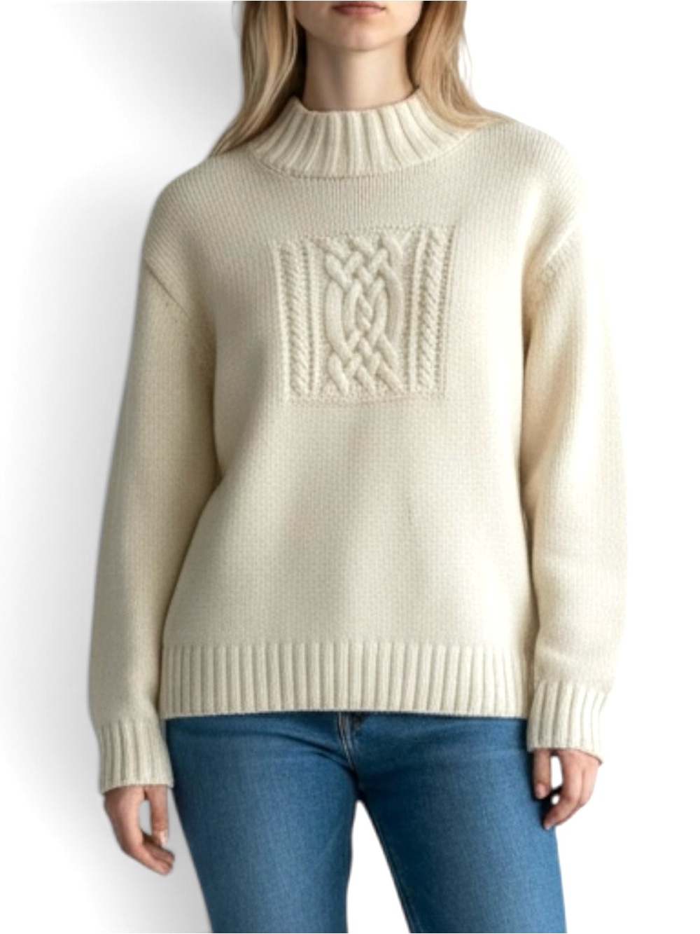 Lauren Ralph Lauren Vintage Handknit Cream Cotton Cable Knit Sweater Size M